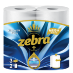 ZEBRA ΧΑΡΤΙ ΚΟΥΖΙΝΑΣ MEGA WHITE 2ΡΟΛΑ Χ 240gr. 3ΦΥΛΛΑ Χ 12